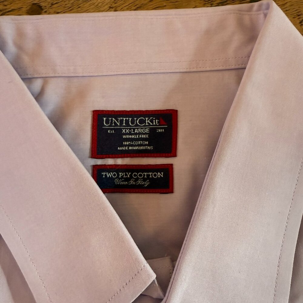 UNTUCKit Button Down Shirt XX-Large Lavender Wrin… - image 6